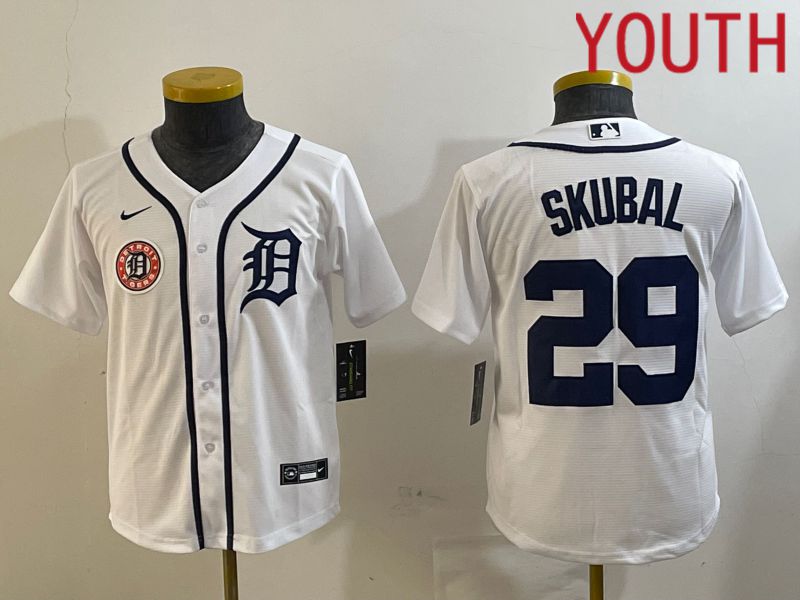 Youth Detroit Tigers #29 Skubal White Game 2024 Nike MLB Jersey style 3